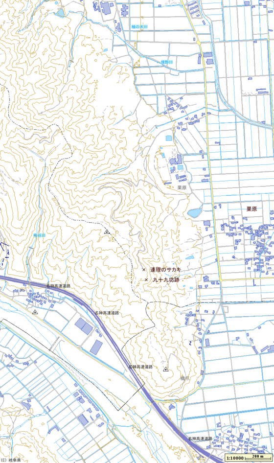 県天然記念物　連理の榊　地図
